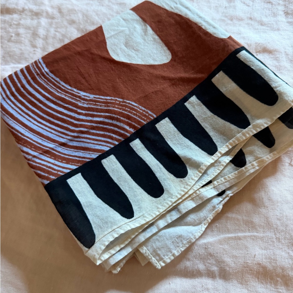 Brown and White Cotton Scarf - Picture 2 of 2